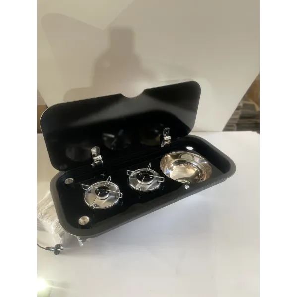 BA3676TS-S 2 Gözlü Cam Kapaklı Ankastre Ocak & Evye Seti – 36x76 cm