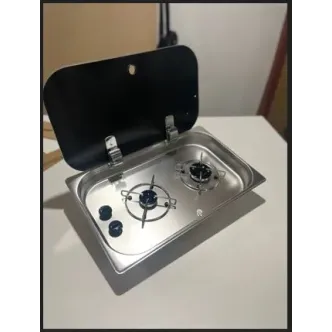 C3235TS İki Gözlü Krom Cam Kapaklı Ocak 32x53 cm