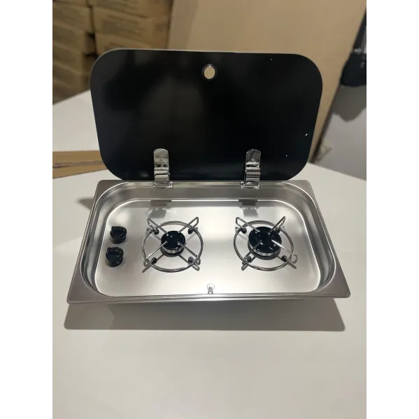 C3235TS İki Gözlü Krom Cam Kapaklı Ocak 32x53 cm