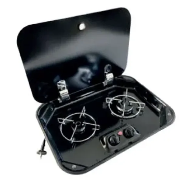 E3748-TF Siyah Emaye Cam Kapaklı Ocak