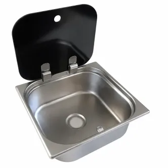 S3235X15 Tek Gözlü 304 Krom Paslanmaz Çelik Evye (Cam Kapaklı)