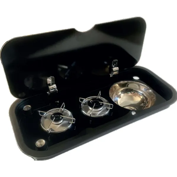 BA3676TS-S 2 Gözlü Cam Kapaklı Ankastre Ocak & Evye Seti – 36x76 cm