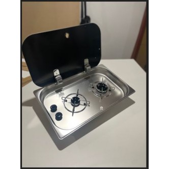 C3235TS İki Gözlü Krom Cam Kapaklı Ocak 32x53 cm