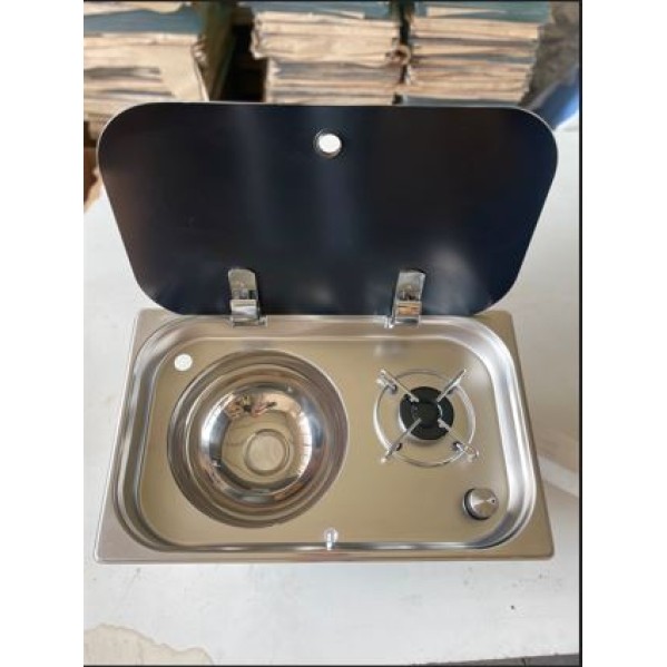 C3235TS İki Gözlü Krom Cam Kapaklı Ocak 32x53 cm