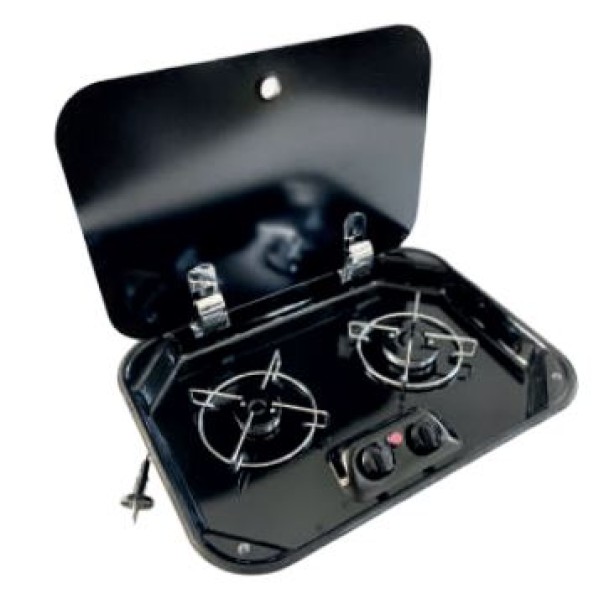 E3748-TF Siyah Emaye Cam Kapaklı Ocak