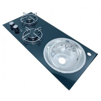 B2968-TF-S 2 Gözlü Cam Ankastre Ocak & Evye Seti – 30x68 cm