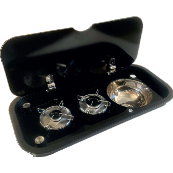 BA3676TS-S 2 Gözlü Cam Kapaklı Ankastre Ocak & Evye Seti – 36x76 cm