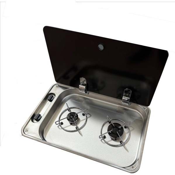 C3235TS İki Gözlü Krom Cam Kapaklı Ocak 32x53 cm