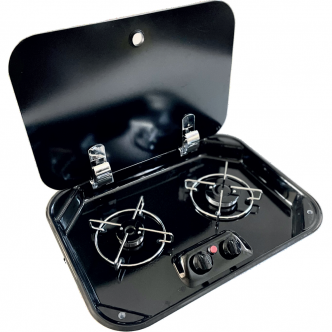 E3748-TF Siyah Emaye Cam Kapaklı Ocak